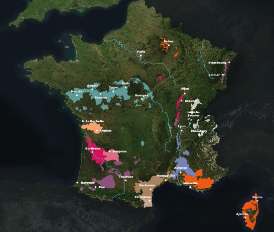 Carte vignobles en France